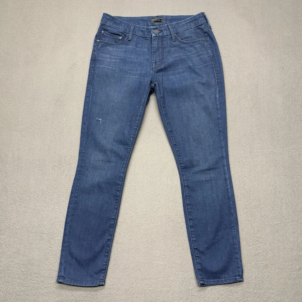 MOTHER The Looker Crop Skinny Jeans Bright Eyes Blue Denim Made in USA‎ Size 26